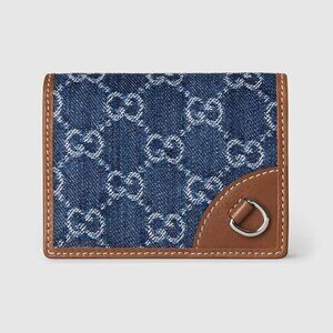 Gucci GG Emblem Wallet in Blue/Ivory Denim